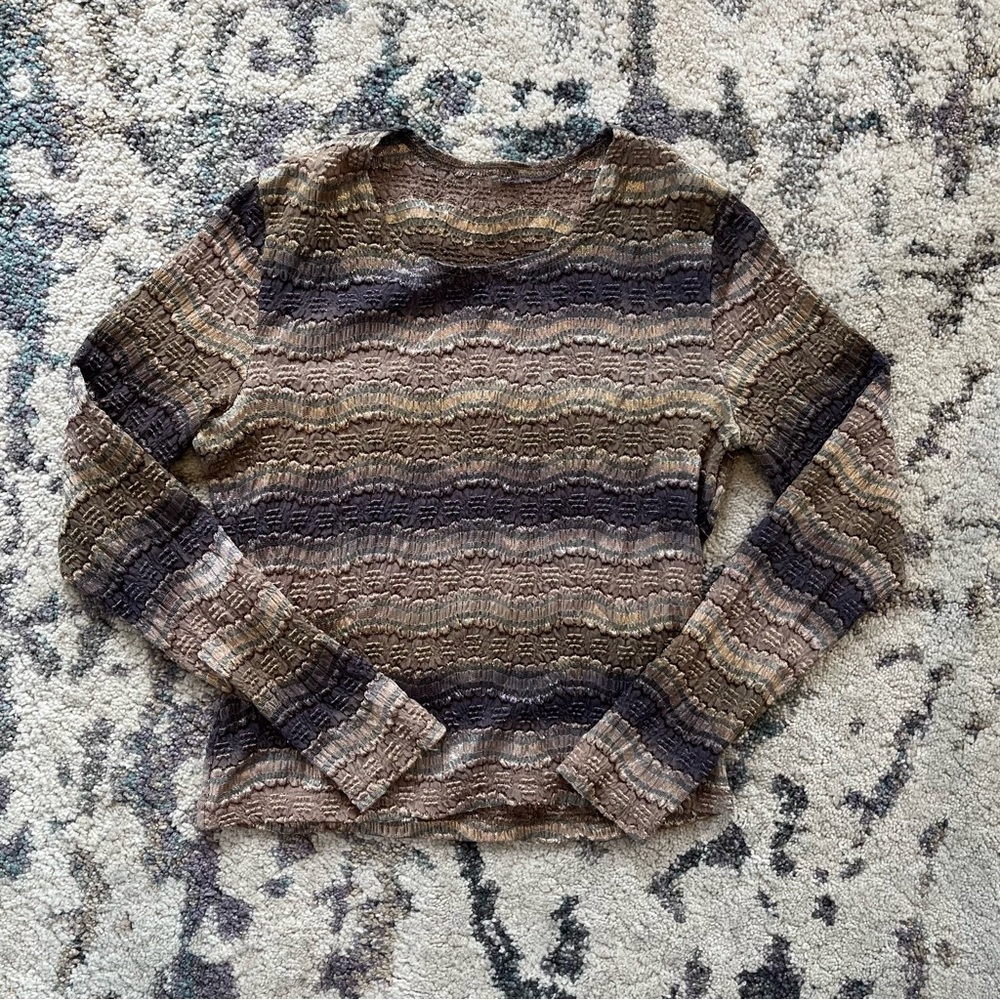 Textured Boho Striped Long Sleeve